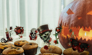 Halloween Rose Skull Cupcake Toppers Set (24 pcs) 3