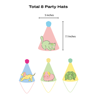 Pet Party Fabric Hats with Pom Pom (8 Pcs) 2