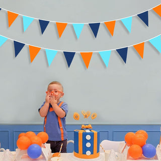 Nautical Theme Party Decor Flag Banner in Navy Blue & Orange (32Ft) 2