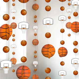 Basketball garland wall decoration with hanging basketballs and mini hoop ornaments
