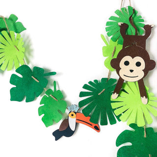 Felt Palm Leaves Monkey Bird Toucan Banner 19.6 ft 3