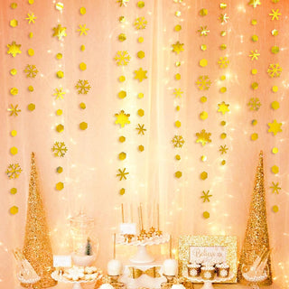 Gold Snowflakes Metallic Paper Garland for Christmas (52Ft) 3