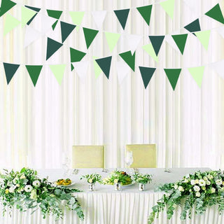 Summer Party Triangle Fabric Flag Banner in Gradient Green (32Ft) 3