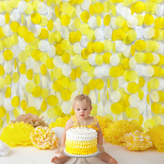 Lemonade Party Big Circle Dots Garland in Yellow & White (205Ft)  3