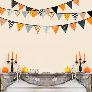 Halloween Orange Grey Flag Banner with Stripes & Polka Dots (23Ft) 3