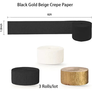 Crepe Paper Streamers Garlands in Black, Gold and White ( 3rolls)  5
