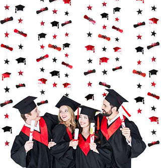 Graduation Hat Garland in Red and Black Graduation Decorations 3