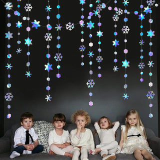 52Ft Winter Wonderland Party Decoration Iridescent Snowflake Garland 34