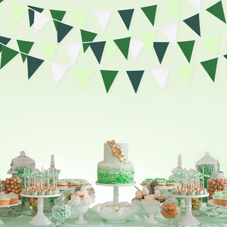 Summer Party Triangle Fabric Flag Banner in Gradient Green (32Ft) 4