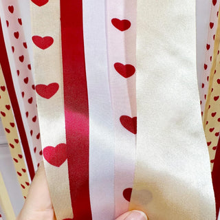 Romantic Balloons and Ribbon Streamers Backdrop with Hearts in Red and Beige (46pcs)4