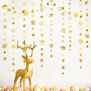 Gold Snowflakes Metallic Paper Garland for Christmas (52Ft) 4