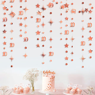 Rose Gold 10th Birthday Garland with Circle Dot & Twinkle Star (46Ft) 4
