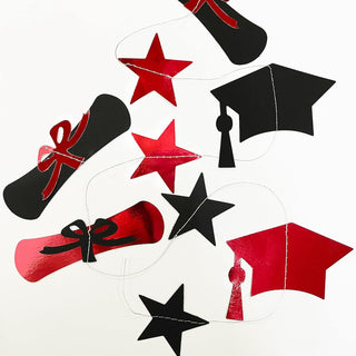 Graduation Hat Garland in Red and Black Graduation Decorations 4