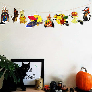 Halloween Vintage Hanging Wooden Decorations (18Pcs)  4