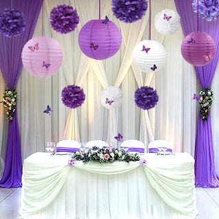 Lilac Leaf Garland with Purple White Lantern Flower & Pom Pom (28pcs) 4