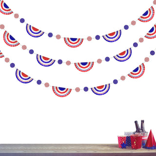 Red, white and blue semicircle banner garland with striped pennant motifs