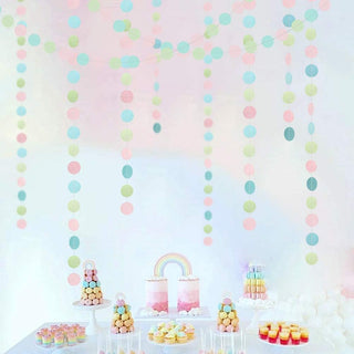 Pastel Circle Garland Hanging Dots Streamer (4pcs)