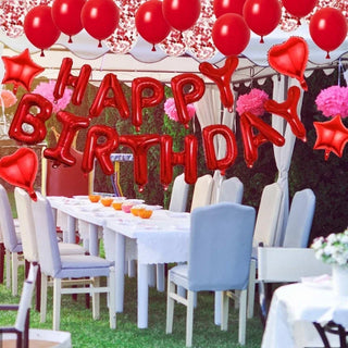 Happy Birthday Foil Balloons Red Heart Star Shaped Balloons (71Pcs)  5