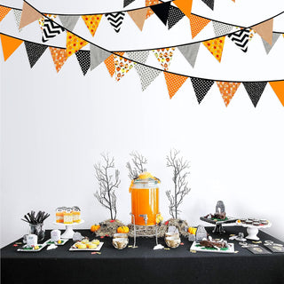 Halloween Orange Grey Flag Banner with Stripes & Polka Dots (23Ft) 5