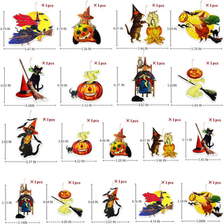 Halloween Vintage Hanging Wooden Decorations (18Pcs)  5