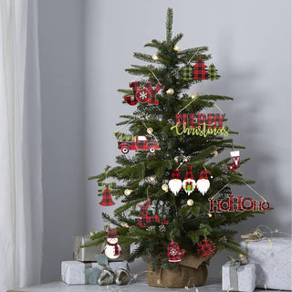 18Pcs Christmas Tree Ornaments Buffalo Plaid Merry Christmas 5
