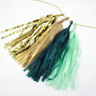 Mint Green Gold Brown Paper Tassel Garland Set (20 pcs) 4