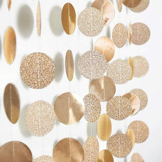 Glitter Champagne Gold Decorations Paper Circle Dots Garland (52Ft)