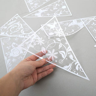 White Triangle Floral Lace Pennant Banner (4 Pcs)