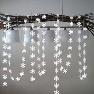 Pearl White Icy Snowflake Garland Hanging Decorations (4 Pcs)