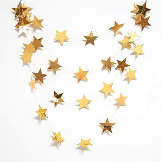 Gold star and moon paper garland string with star ornaments