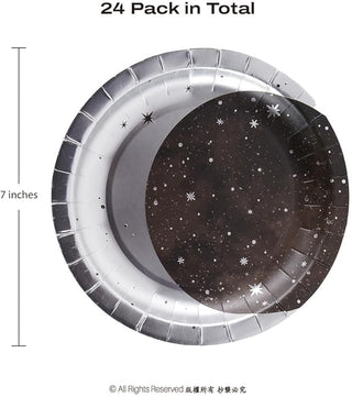 Silver Moon Space Party Plates (24 Pcs)