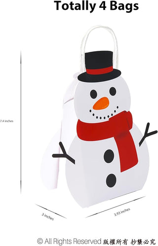 Snowman Gift Bag Christmas Favor Bags (4 Pcs)