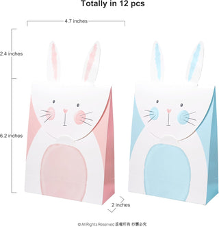 Blue and Pink Easter Bunny Gift Bags (Pack of 12)