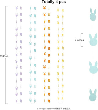 Pastel Cute Colourful Easter Party Decorations Bunny Garland  (4 Pcs)
