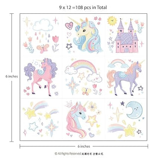 Unicorn Magical Tattoos Girls (108 Pcs)