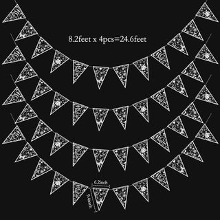 White Triangle Floral Lace Pennant Banner (4 Pcs)
