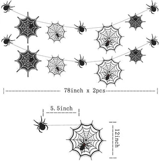 Spiderweb Banner Black Halloween Hanging Garlands (2 Pcs)