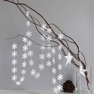 Pearl White Icy Snowflake Garland Hanging Decorations (4 Pcs)