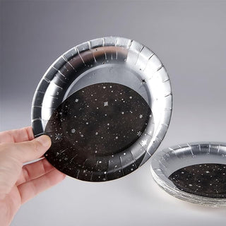 Silver Moon Space Party Plates (24 Pcs)