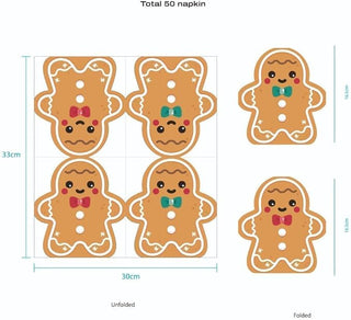 Gingerbread Paper Napkins Christmas Party Decorations (100 Pcs)