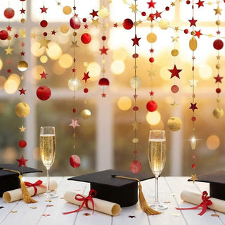 Gold Maroon Red Circle Dots Garland with Twinkle Little Star Streamer (3 Pcs)