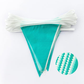 Elegant Wedding Aqua & White Triangle Pennant Flag Banner (32Ft) 6