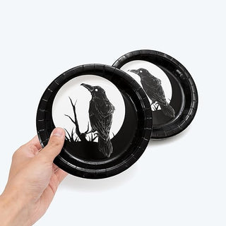 Halloween Gothic Crow and Moon Paper Plates (24 Pcs)