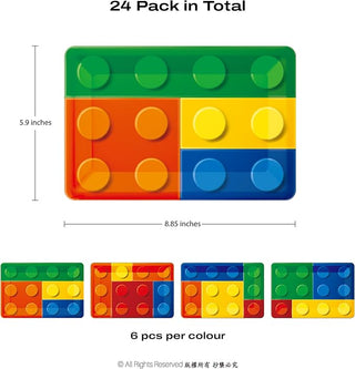 Building Blocks Birthday Party Plates Rectangle (48 Pcs)