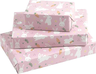 Easter Bunny Gift Wrap Cute Pastel Pink Party Supplies (12 Pcs)