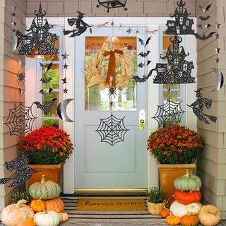 Halloween Glitter Clearance Gothic Witch Hanging Banner Party Supplies (15 Pcs)