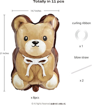Big Teddy Bear Balloons (8 Pcs)