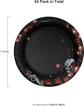 Halloween Plates with Red Rose Skull Eyeballs And Butterfly (24pcs)