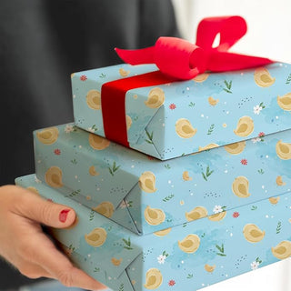 Baby Chicken Gift Wrap Pastel Blue Farm Theme Birthday Decorations (12 Pcs)
