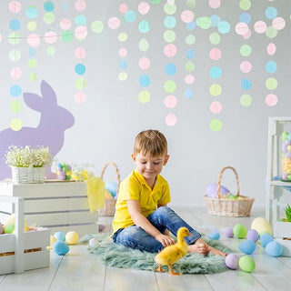 Pastel Circle Garland Hanging Dots Streamer (4pcs)
